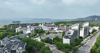 旅拍风景,配音,美景,城市,树木,村落,全景