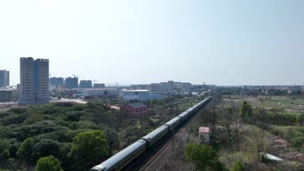 旅拍风景,城市,美景,农村,高楼,树木,轨道,全景