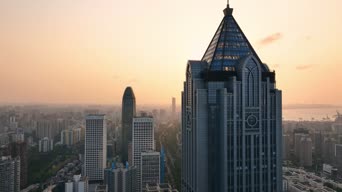 旅拍风景,夕阳,美景,高楼,高楼大厦,全景