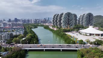 旅拍风景,美景,城市,旅拍,树木,高楼,河流,全景