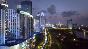 旅拍风景,夜景,城市,高楼,城市,全景