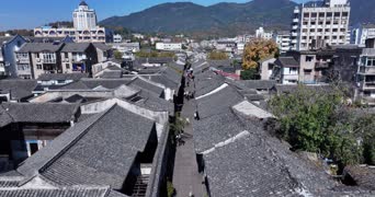 旅拍风景,雪,城市,美景,树木,高楼,村落,全景