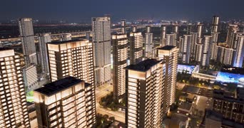 旅拍风景,配音,高楼,城市,全景