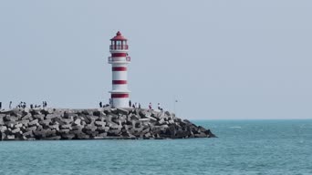 旅拍风景,记录,大海,灯塔,全景,Praia da Barra