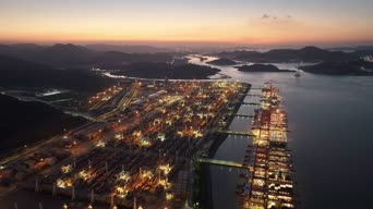 旅拍风景,美景,夕阳,高楼,树木,全景