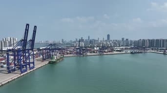 旅拍风景,旅拍,美景,高楼,港口,全景