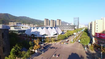 旅拍风景,美景,旅拍,树木,高楼,全景,东涌游泳池