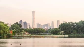 旅拍风景,美景,城市,高楼,树木,全景