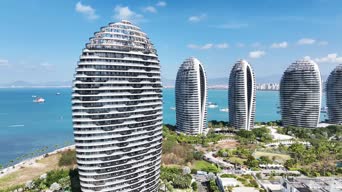 旅拍风景,城市,美景,大自然,高楼,树木,公寓,高楼大厦,全景,凤凰岛