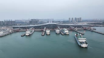 旅拍风景,旅拍,美景,高楼,港口,全景