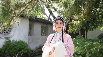 美女帅哥,戏腔,衣服,树木,植物,花,全景