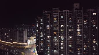 旅拍风景,夜景,高楼,城市,全景