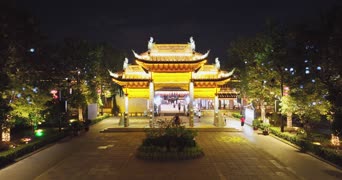 旅拍风景,夜景,美景,树木,植物,高楼,城市,全景