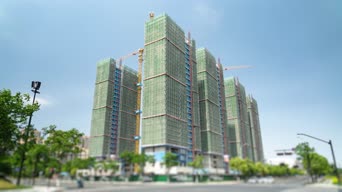 美景,城市,高楼,树木,全景