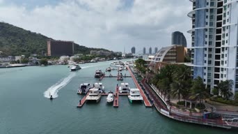 旅拍风景,美景,旅拍,树木,高楼,港口,全景