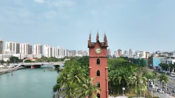 旅拍风景,配音,知识,树木,高楼,河流,全景