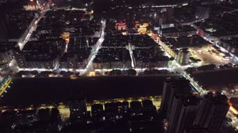 旅拍风景,夜景,高楼,城市,全景