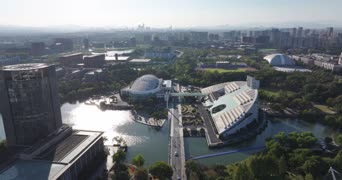 旅拍风景,美景,城市,高楼,树木,全景