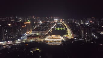 旅拍风景,夜景,高楼,全景