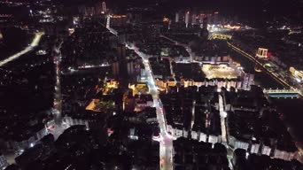 旅拍风景,夜景,美景,高楼,城市,全景